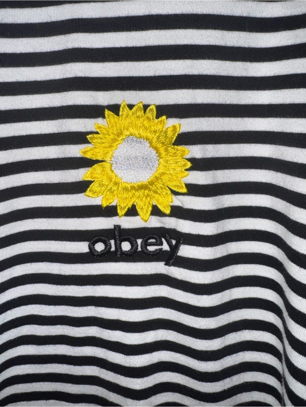 Obey Men’s Black & White Striped Tee